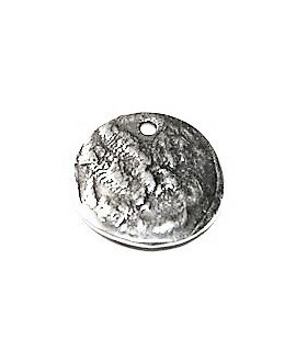 Colgante moneda martillada 20mm, zamak baño de plata