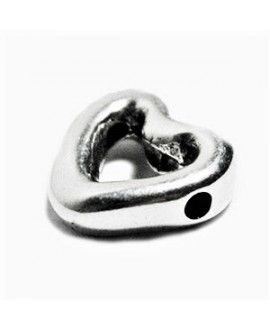 Entre-pieza corazón 15mm paso 2,5mm, zamak baño de plata