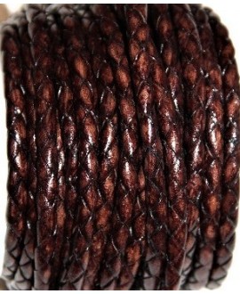 Cuero tejido jaspeado marrón 5mm, precio por metro, alta calidad