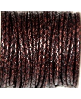 Cuero tejido jaspeado marrón 3mm, precio por metro, alta calidad
