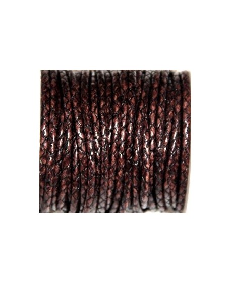 Cuero tejido jaspeado marrón 3mm, precio por metro, alta calidad