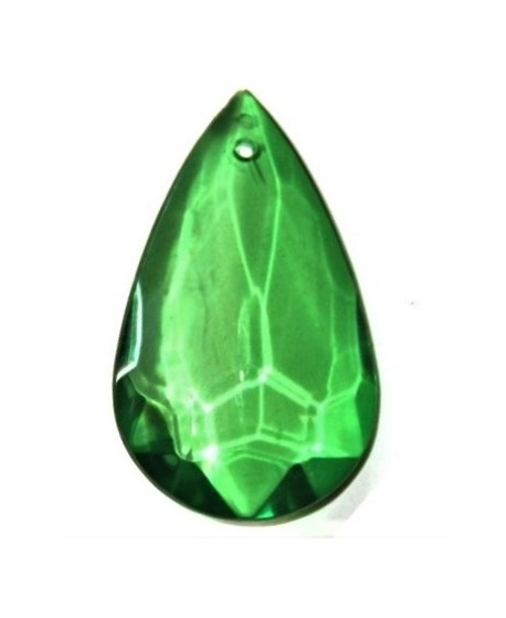Colgante resina lagrima transparente verde de 50 x 31 mm, paso 0.8 mm