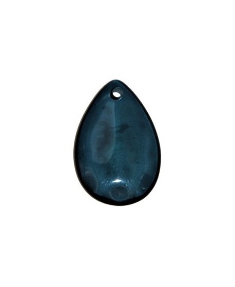 Colgante resina lagrima transparente azul de 58 x 36 mm, paso  2mm