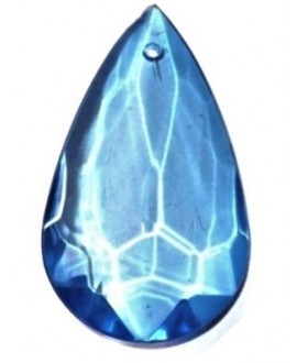 Colgante resina lagrima transparente azul de 40 x 26 mm, paso 0.8 mm