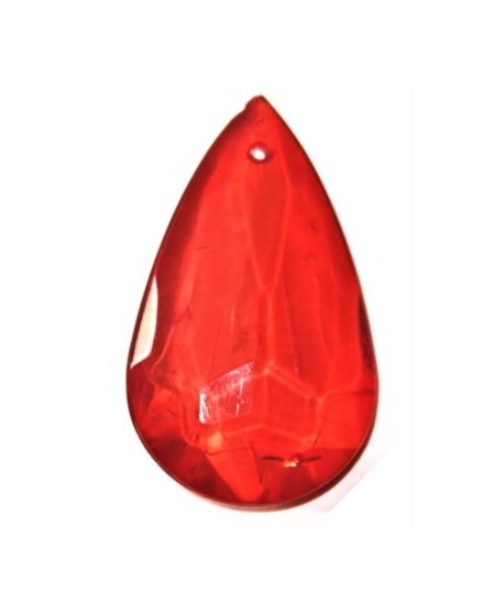Colgante resina lagrima transparente roja de 40 x 26 mm, paso 0.8 mm