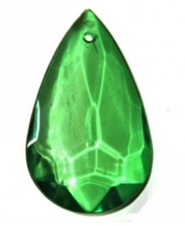 Colgante resina lagrima transparente verde de 40 x 26 mm, paso 0.8 mm
