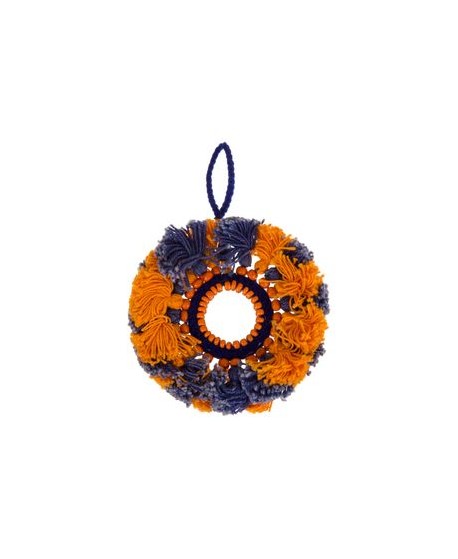 Colgante/medallón con espejo 11,5cm, naranja-azul