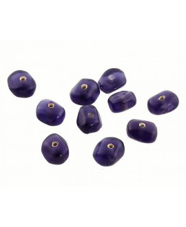 Cuentas nugget de vidrio indio púrpura hecho a mano 10x8mm paso 1mm, precio por 10 unidades