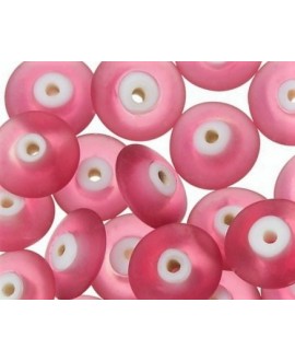 Donut  mate frosted cristal indio rosa 12x5mm paso 1,5mm, precio por 20 unidades