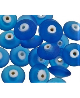 Donut mate frosted cristal indio azul 14x5mm paso 1,5mm, precio por 20 unidades