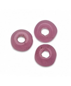 Donut de vidrio rosa 6mm paso 2mm, precio por 50 unidades