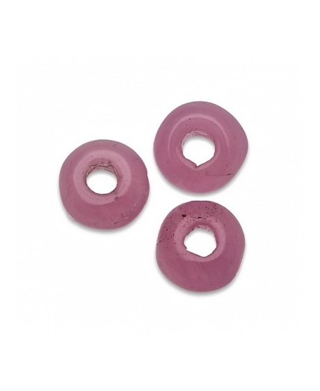 Donut de vidrio rosa 6mm paso 2mm, precio por 50 unidades
