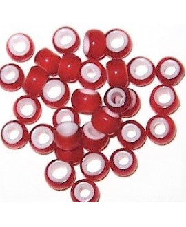 Cuentas de Lampwork hechas a mano rojo 6,5/8,5x5/6mm paso 2mm, precio por 20 unidades, hecho a mano