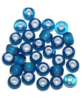 Cuentas de Lampwork hechas a mano azul 6,5/8,5x5/6mm paso 2mm, precio por 20 unidades, hecho a mano