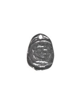 Colgante moneda irregular 20x14mm paso 1mm, zamak baño de plata