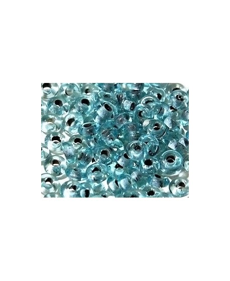 Rondel cristal indio turquesa transparente 7x4mm paso 2mm, precio por 50 unidades