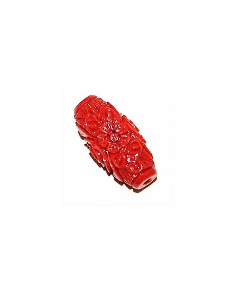 Cuenta resina coral 25x12mm, paso 2mm