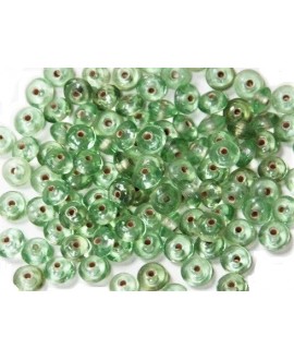 Rondel cristal indio light sea green 5x10mm paso 1,5mm, precio por 50 unidades