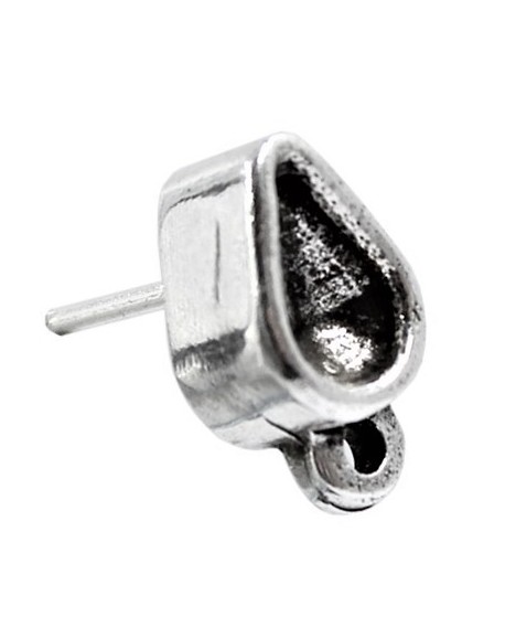 Pendientes 10x7mm con forma de pera y anilla para swarovski 4328 8x5mm,  zamak baño de plata, precio por par