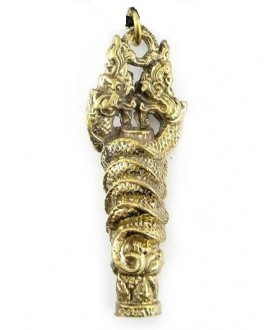 Amuleto/talismán Colgante tailandés Naga Serpiente, 50x13 mm de bronce