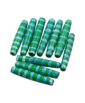 Cuentas de hueso verde/azul safari hechas a mano 35x6mm paso 3mm , precio por 5 unidades
