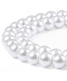 Perlas de cristal, blancas 8 mm paso 1 mm, ristra de 105pcs aprox