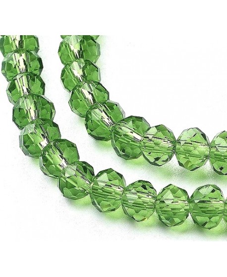 Rondel Cristal facetado verde 6x5mm paso 1mm, tira de 95 unidades
