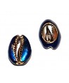 Conchas cauri para customizar electro-chapadas  azul/oro 23/25x16/18mm, precio por unidad