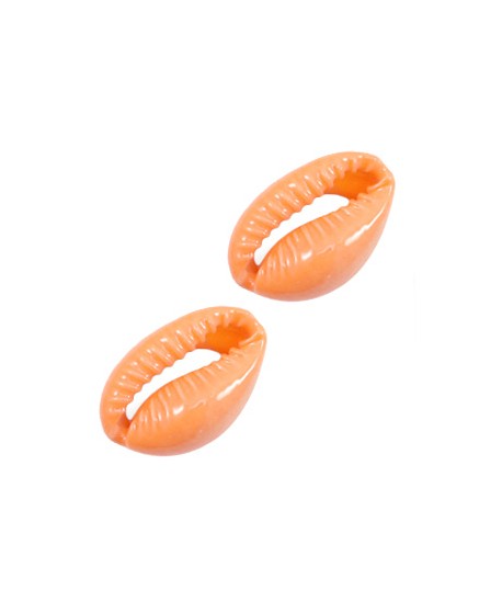 Conchas cauri lacadas naranja melocotón 17x12mm aprox, precio por unidad