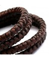 Cordón de cuero  6mm trenzado redondo, marrón auburn vintage, calidad superior, precio por metro