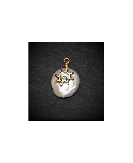Colgante Perlas de Biwa  adornada 13mm paso 2mm