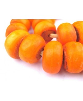 Cuentas de hueso Kenia naranja rojizo 12/14x22/24mm de diámetro, venta por unidad