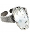 Base de anillo ajustable para swarovski 4773, 18x9.5mm, latón baño de plata