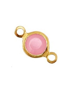 Entre-pieza con cristal Ópalo rosa 13x7mm, paso 1,8mm, zamak baño de oro