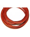 Cordón de cuero  8mm trenzado redondo, marrón/naranja, calidad superior, precio por metro
