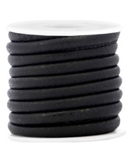 Cordón de cuero reptil negro PU (imitación) con costura 6x4mm, precio por metro