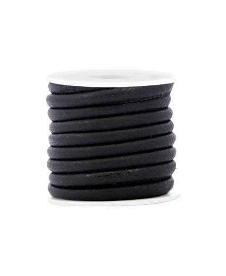 Cordón de cuero reptil negro PU (imitación) con costura 6x4mm, precio por metro
