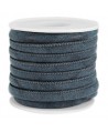Cordón de cuero azul/gris oscuro PU (imitación) con costura 6x4mm, precio por metro
