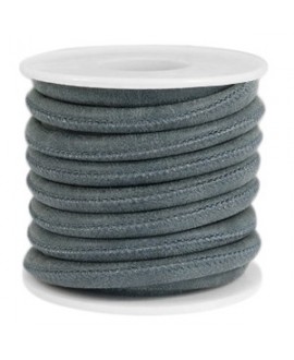 Cordón de cuero azul/gris PU (imitación) con costura 6x4mm, precio por metro