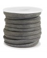 Cordón de cuero gris granito PU (imitación) con costura 6x4mm, precio por metro