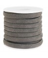 Cordón de cuero gris peppery PU (imitación) con costura 6x4mm, precio por metro