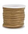 Cordón de cuero 	marrón-oro viejo metálico PU (imitación) con costura 6x4mm, precio por metro