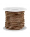 Cordón de cuero marrón rich PU (imitación) con costura 4x3mm, precio por metro