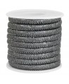 Cordón de cuero gris antracita metálico PU (imitación) con costura 6x4mm, precio por metro