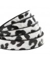 Cordón de cuero plano 10mm PU (imitación) estampado leopardo blanco , precio por metro