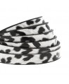 Cordón de cuero plano 5mm PU (imitación) estampado leopardo blanco , precio por metro