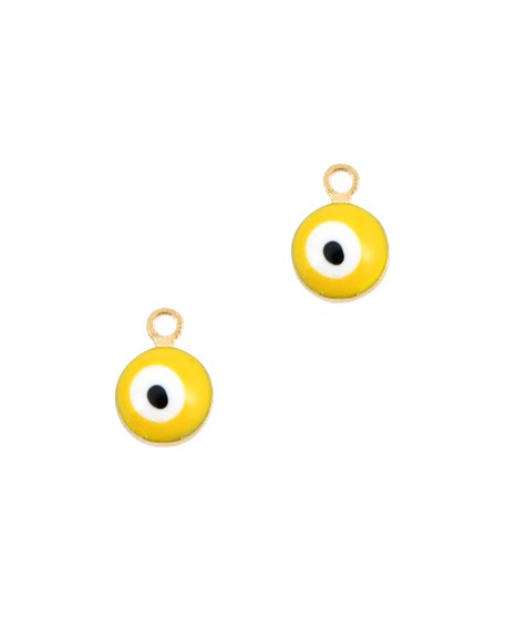 Colgante ojo turco/nazar dorado-amarillo 9x6mm paso 1,5mm, LATÓN baño de oro