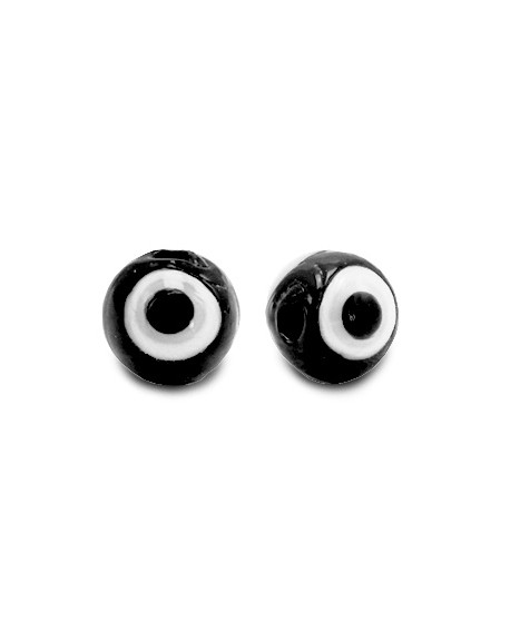 Entre-pieza/cuenta de cristal, ojo turco/nazar 6mm, negro