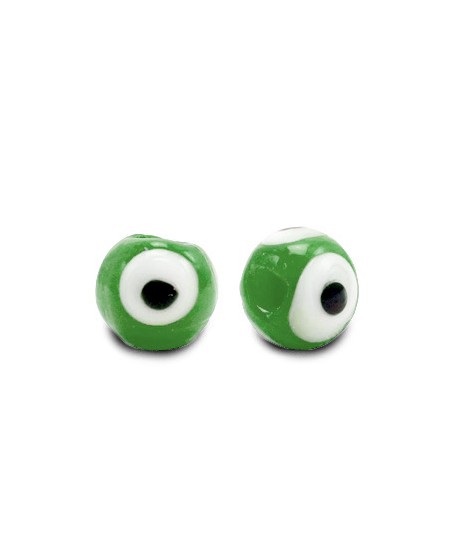 Entre-pieza/cuenta de cristal, ojo turco/nazar 6mm, verde