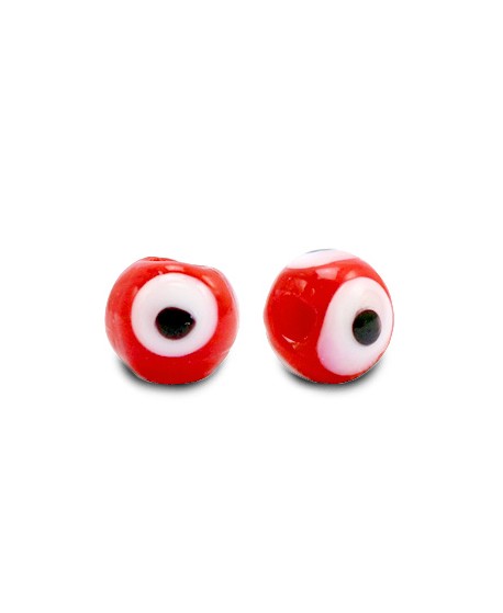 Entre-pieza/cuenta de cristal, ojo turco/nazar 6mm, rojo